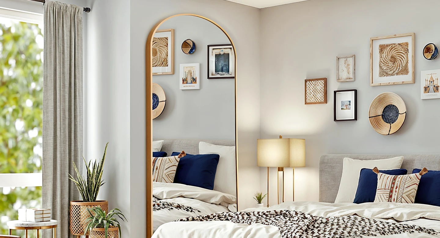 ۱۵. از آینه‌ها و سطوح براق برای ارتقای فضا بهره ببرید