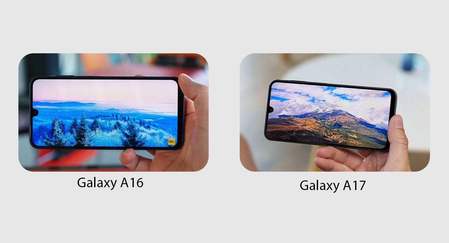 مقایسه کیفیت نمایشگر گلکسی A16 و A17