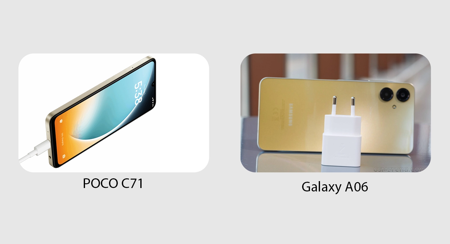 مقایسه طول عمر باتری و سرعت شارژ پوکو C71 و گلکسی A06