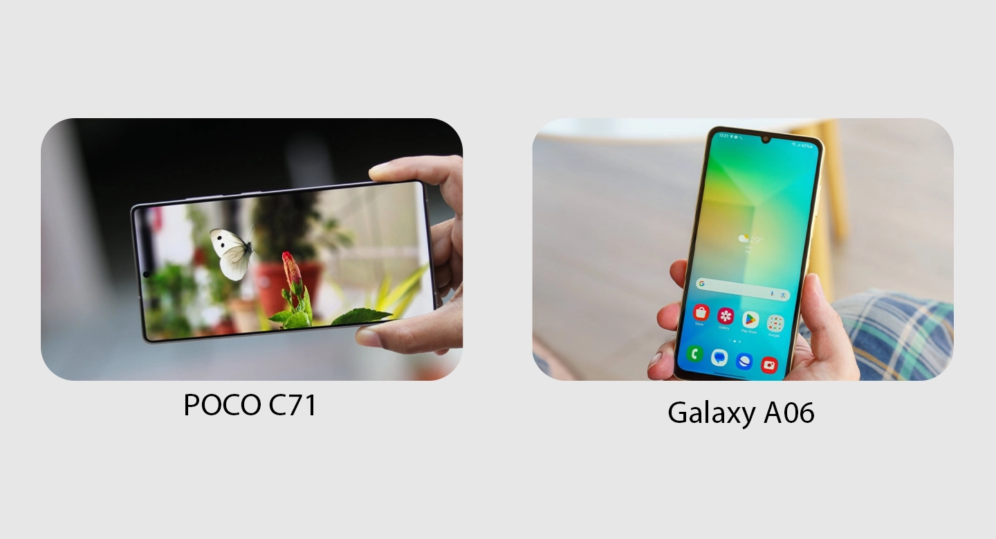 مقایسه نمایشگر پوکو C71 و گلکسی A06