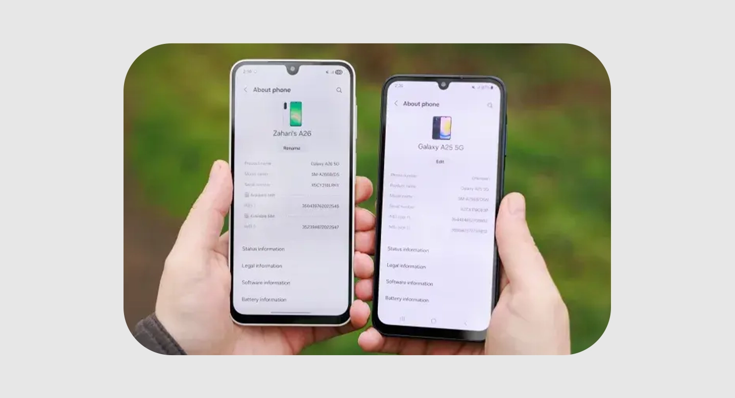 گلکسی A26 در برابر A25؛ عملکرد سخت‌افزاری و نرم‌افزاری ارتقا یافته